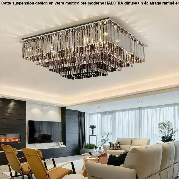 Plafonnier Cristal Carré Design Moderne Doré Étincelant Chic