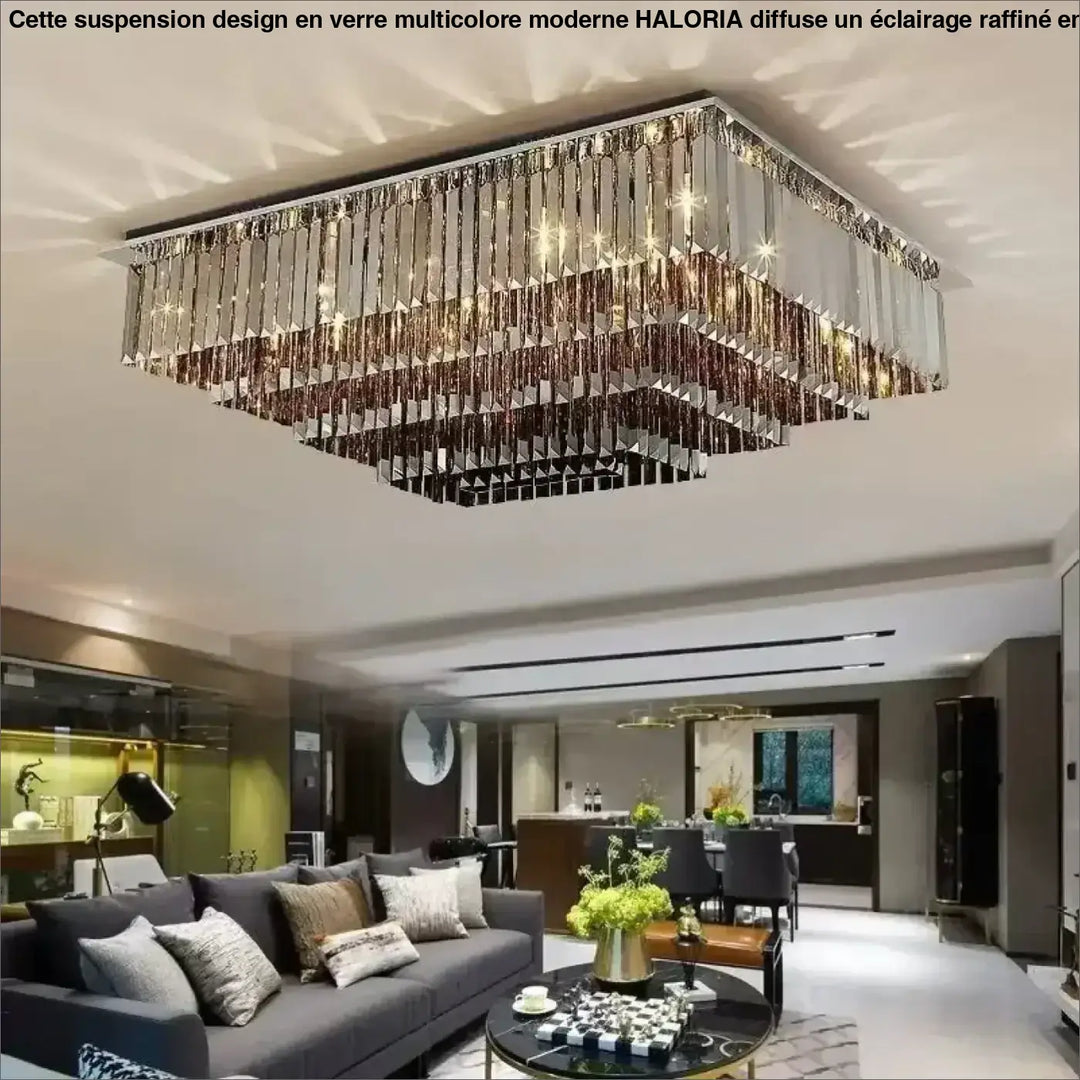 Plafonnier Cristal Carré Design Moderne Doré Étincelant Chic