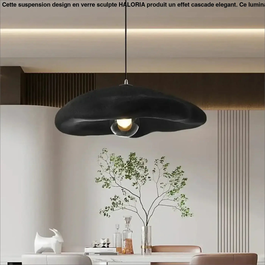 Suspension luminaire ondea en forme de nuage noir avec finition mate et ampoule intégrée pour un luminaire design moderne