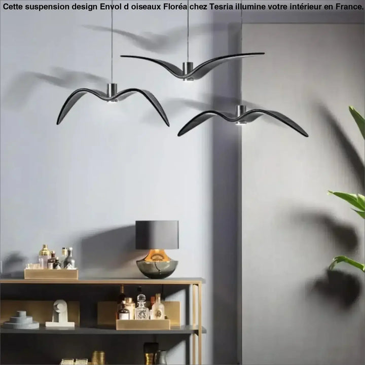 Suspension design envol d’oiseaux lumineux