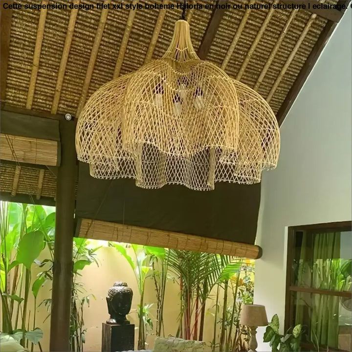 Suspension Design Filet XXL Style Bohème Noir ou Naturel

