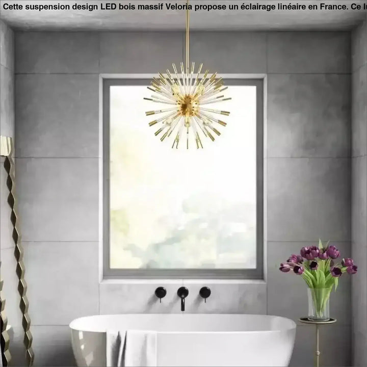 Suspension design art déco en verre doré blanc élégant