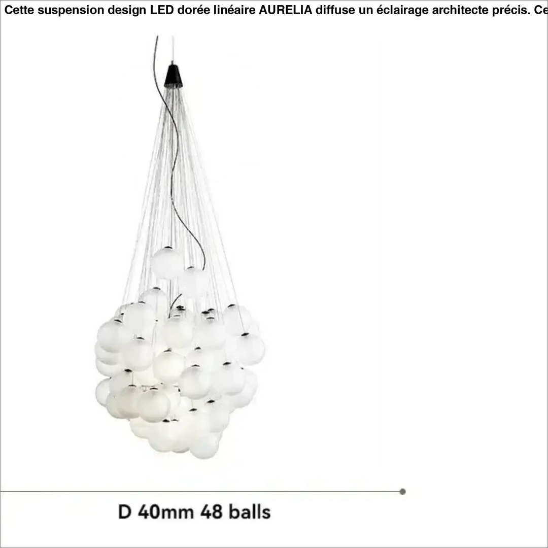 Suspension contemporaine en globes de verre blanc gris