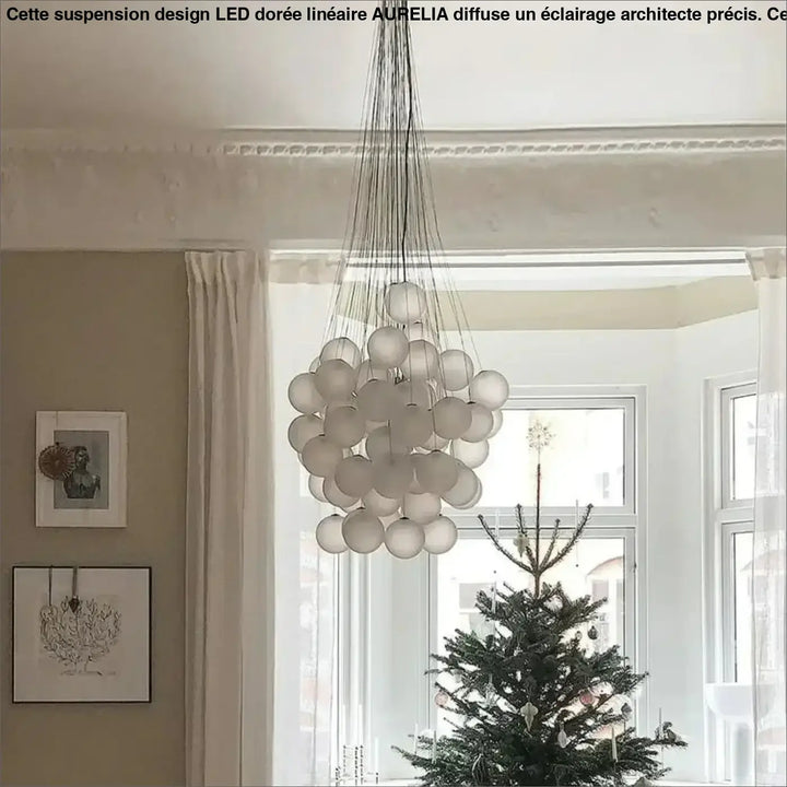 Suspension contemporaine en globes de verre blanc gris