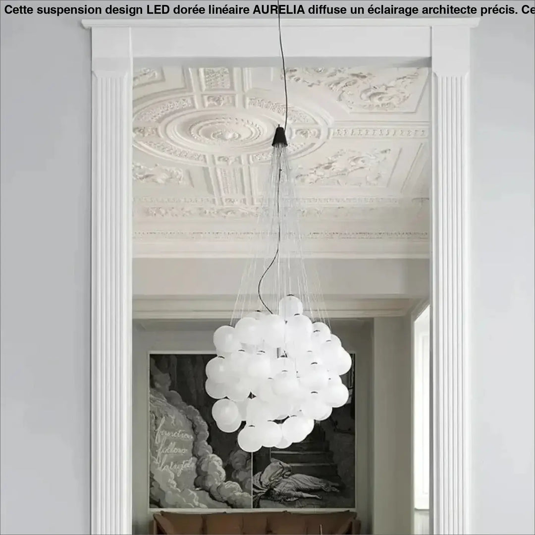 Suspension contemporaine en globes de verre blanc gris