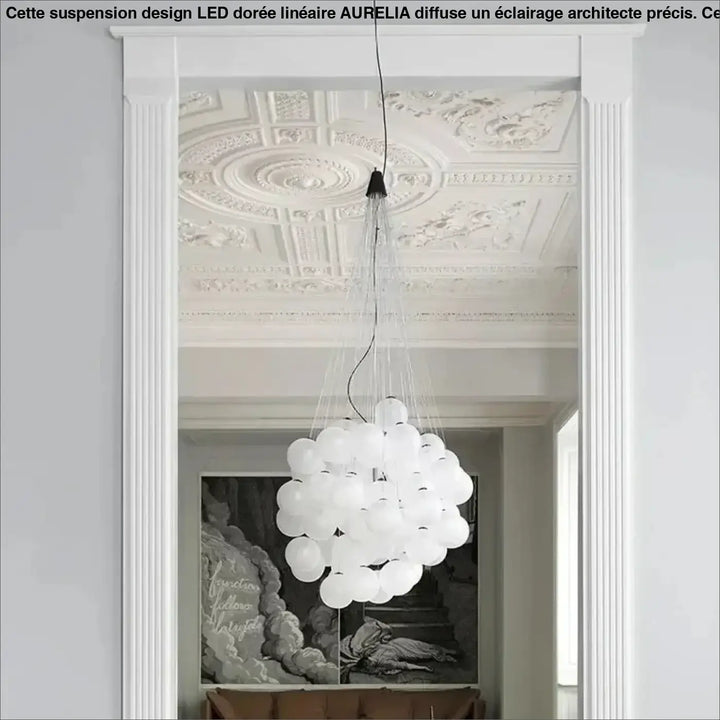 Suspension contemporaine en globes de verre blanc gris