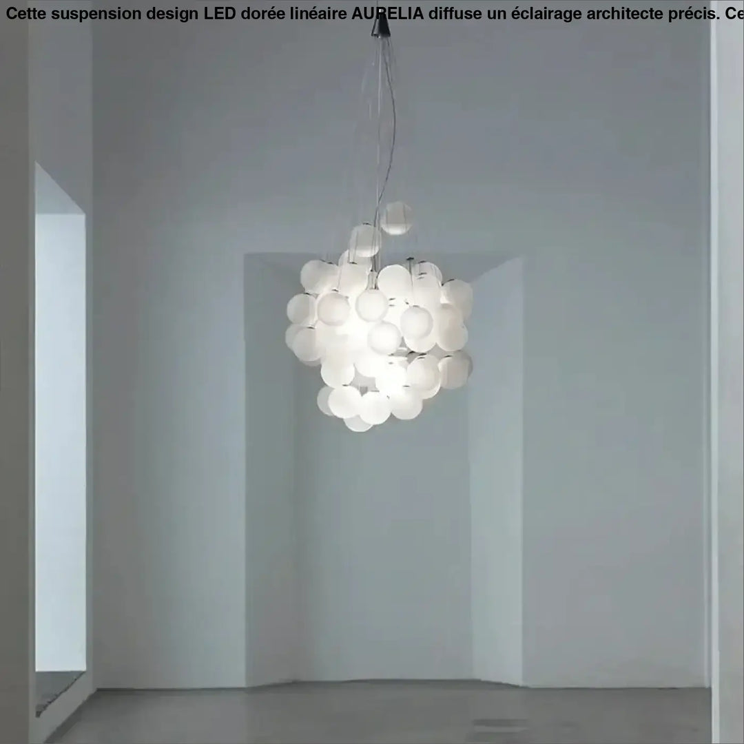Suspension contemporaine en globes de verre blanc gris