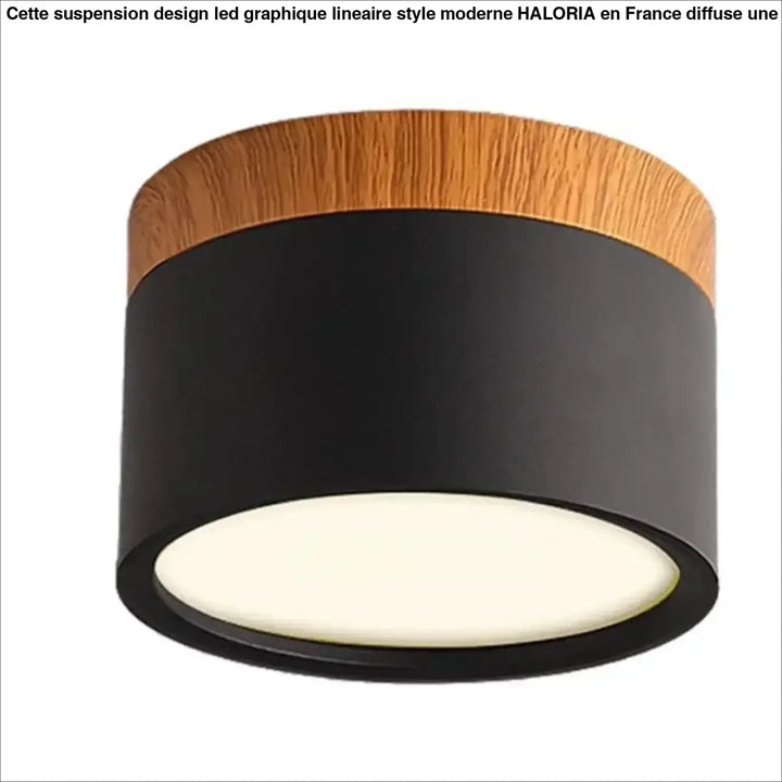 Luminaire plafonnier noir et bois design moderne au style épuré