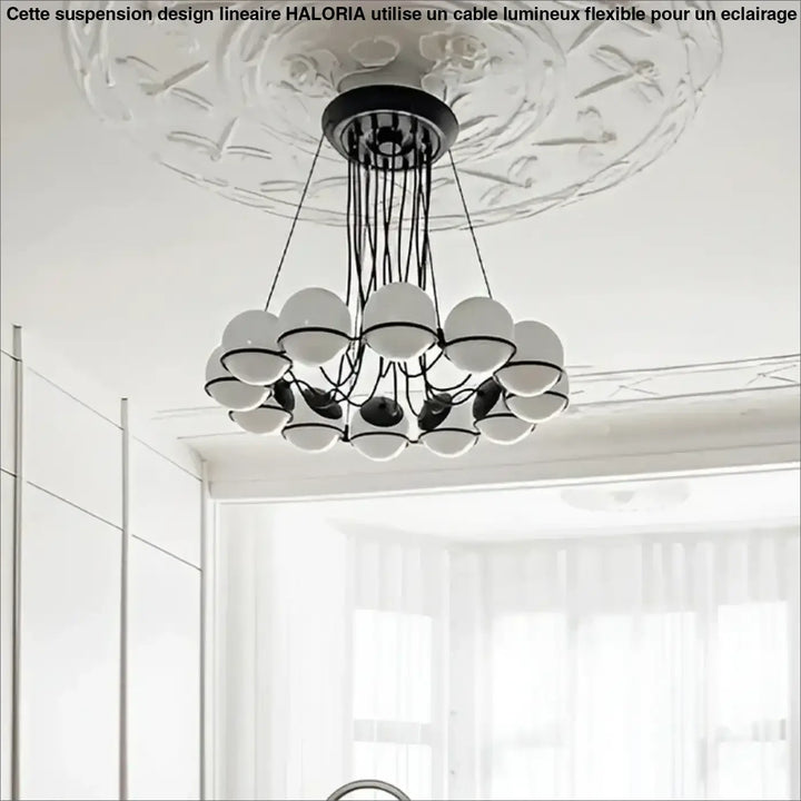Suspension moderne en métal et globes en verre élégante