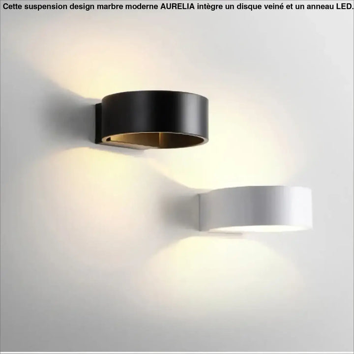 Applique Murale Circulaire Led Minimaliste Noir Et Blanc Élégante