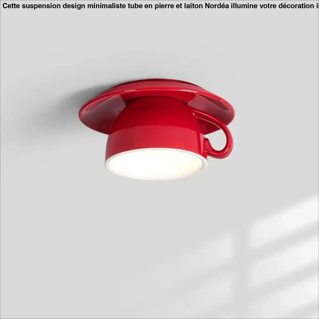 Plafonnier design moderne céramique rouge led ambiance chic