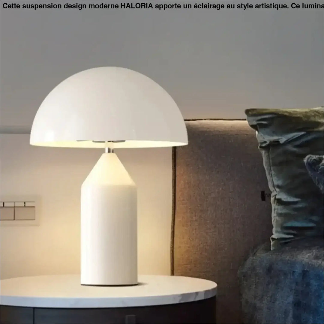 Lampe de table gatti blanche en forme de champignon avec finition lisse et design minimaliste pour chambre à coucher