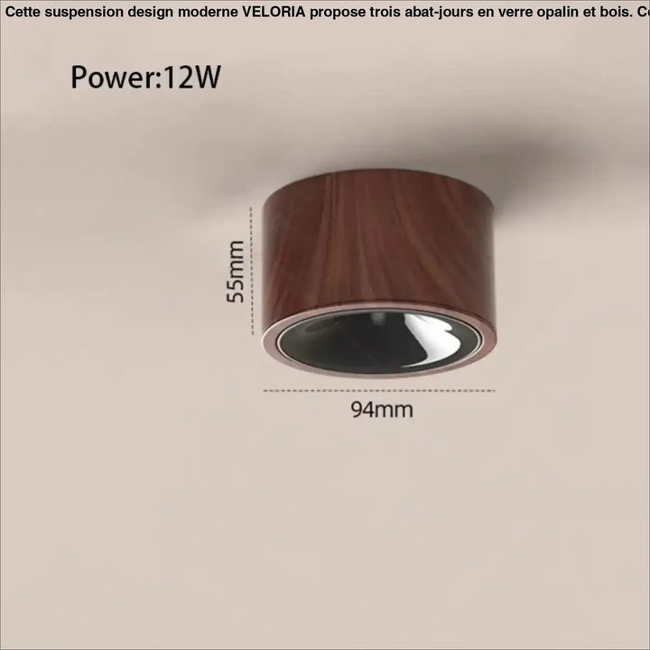 Luminaire plafonnier led avec finition aluminium marron chic