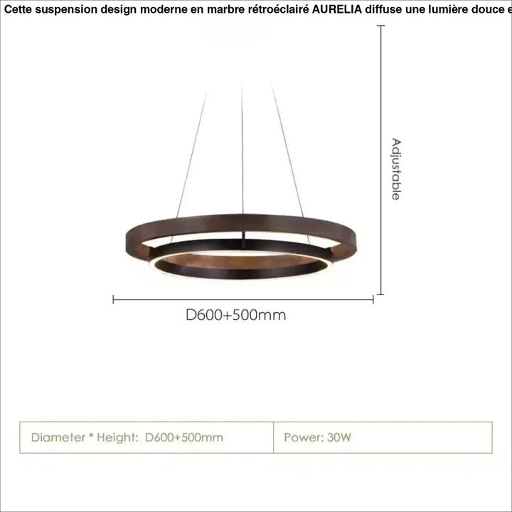 Suspension design moderne led à double anneaux