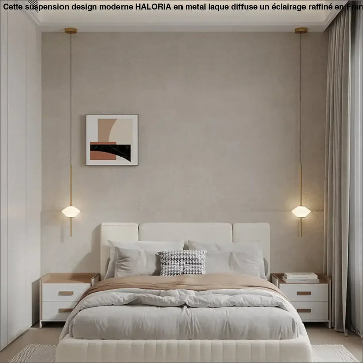 Suspension Design Minimaliste Blanche Avec Câble Élégance
