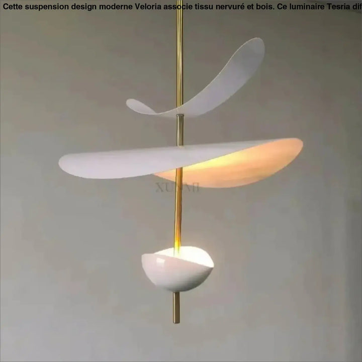Suspension luminaire blanche en forme de pétale moderne chic