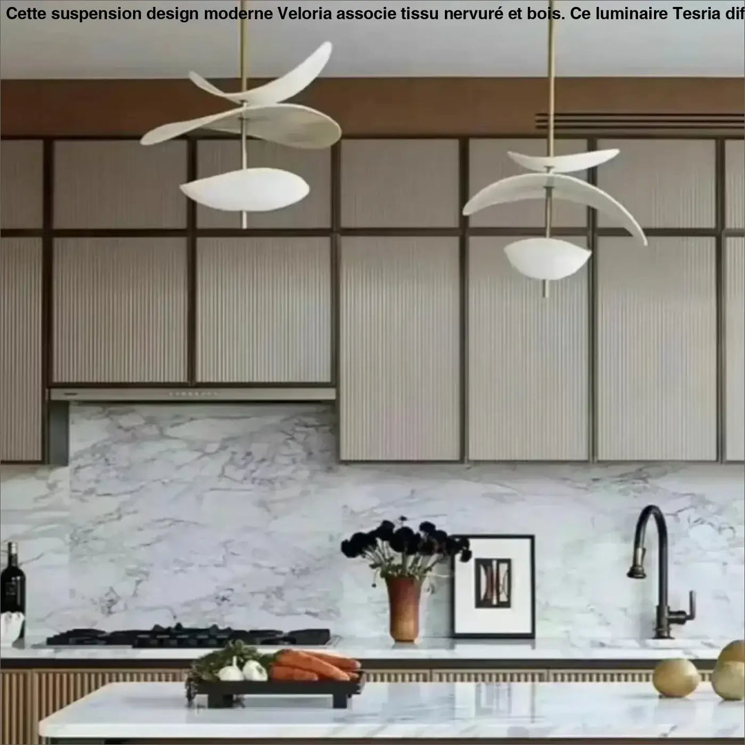 Suspension luminaire blanche en forme de pétale moderne chic