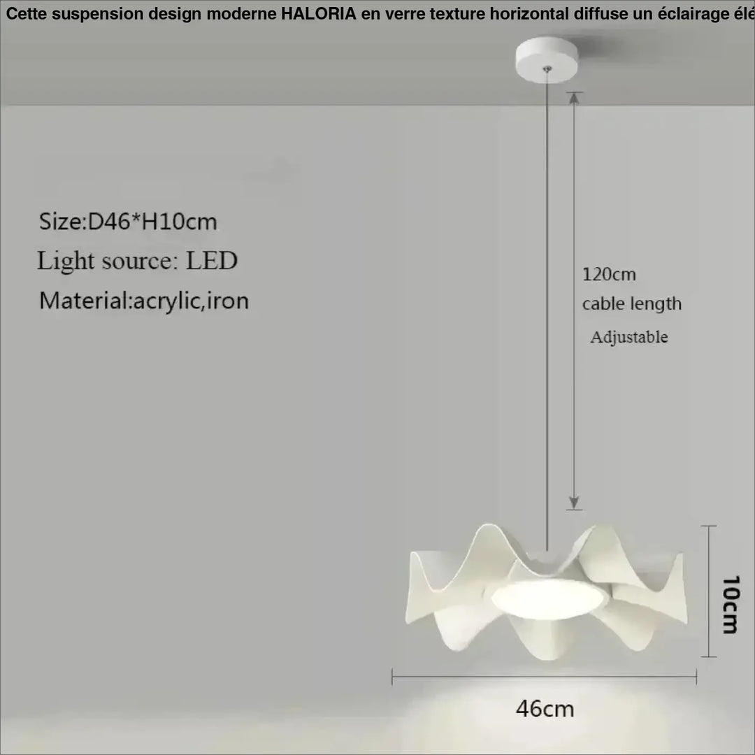 Suspension luminaire led matériau acrylique et fer élégance