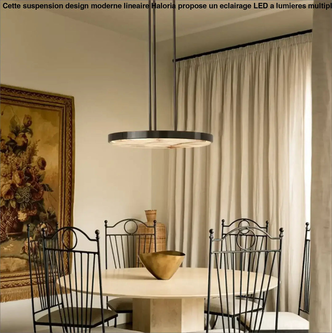 Suspension luminaire en métal avec lampe en marbre design