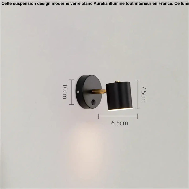 Applique Murale Cylindre Orientable Design Noir Et Doré