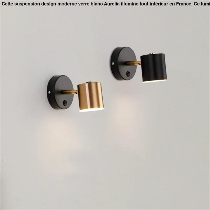 Applique Murale Cylindre Orientable Design Noir Et Doré