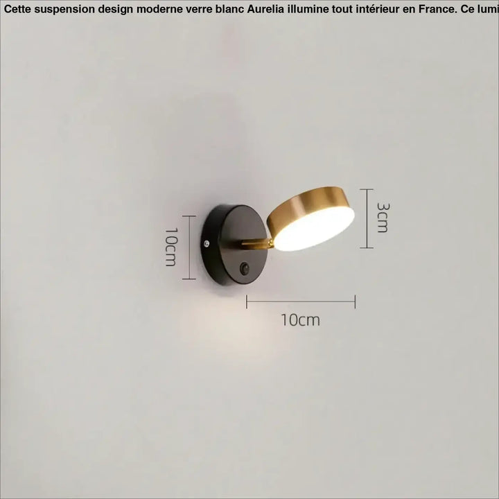 Applique Murale Cylindre Orientable Design Noir Et Doré