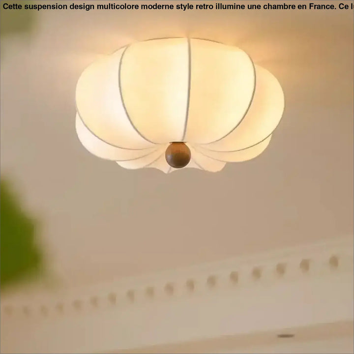 Plafonnier Moderne Design Tissu Blanc Forme Fleur Élégante