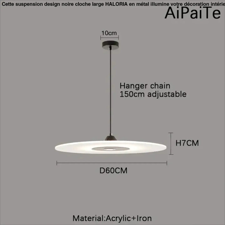 Suspension luminaire blanc en forme de disque minimaliste moderne