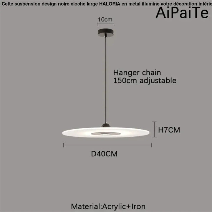 Suspension luminaire blanc en forme de disque minimaliste moderne