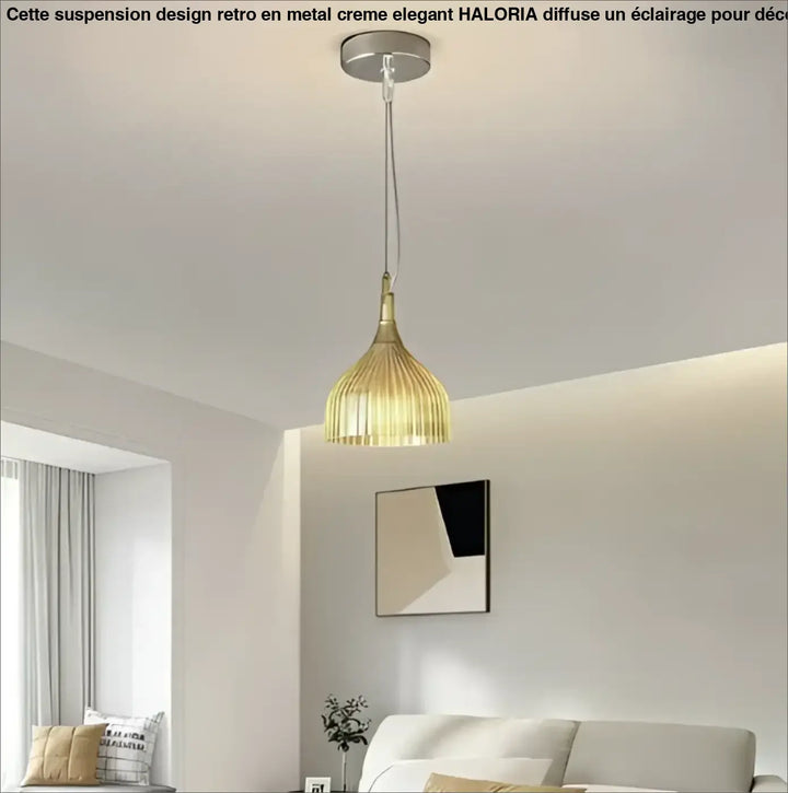 Suspension luminaire aurys avec verre nervuré doré et monture argentée moderne pour éclairage intérieur vintage