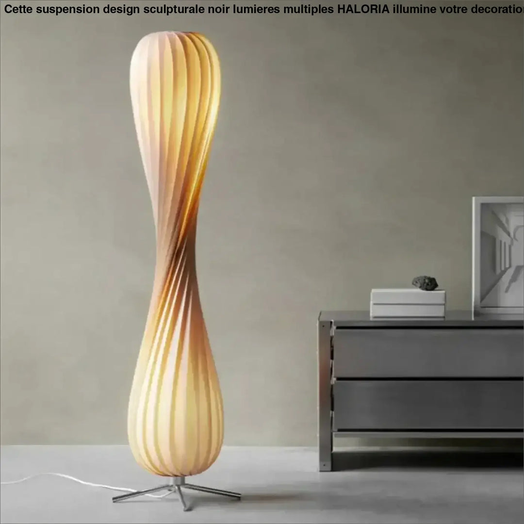 Lampadaire japonais design en bois torsadé style naturel
