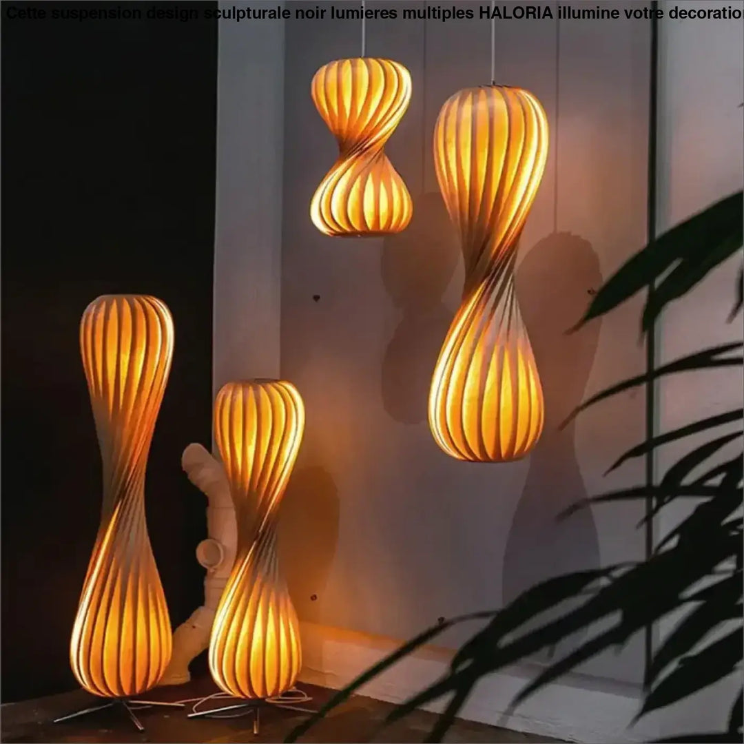 Lampadaire japonais design en bois torsadé style naturel