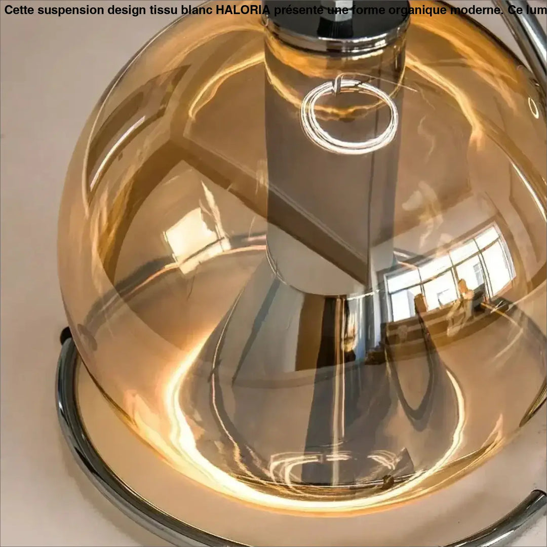 Suspension Moderne Sphérique Dorée Effet Miroir Style Chic