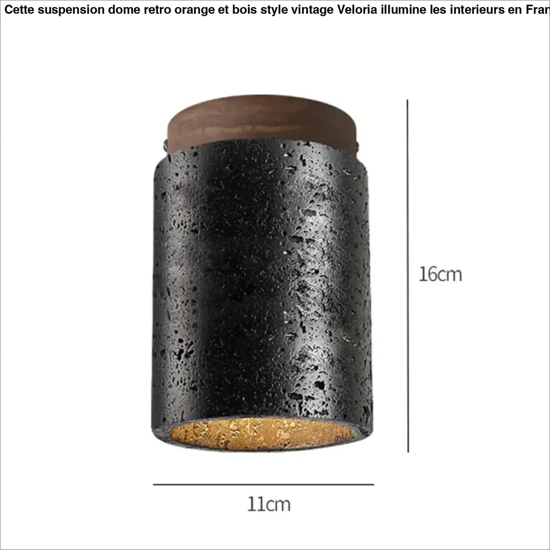 Plafonnier led noir texturé avec détails bois élégant style