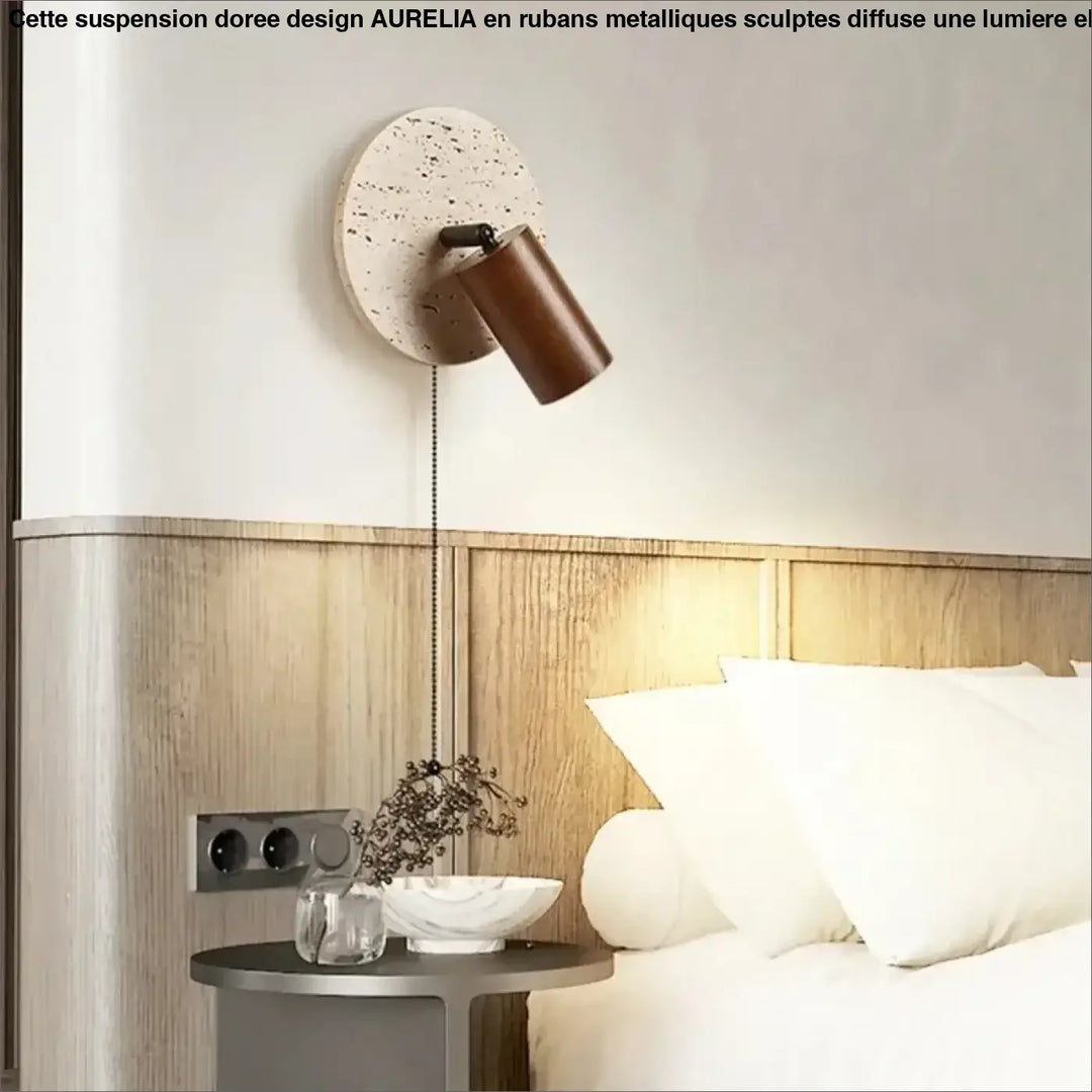 Applique murale orientable en travertin et métal marron