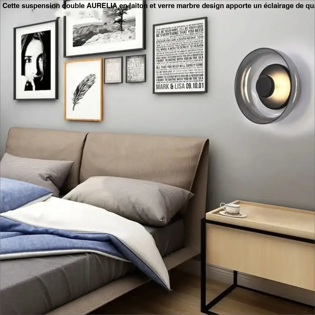 Applique murale contemporaine ronde en verre clair design moderne