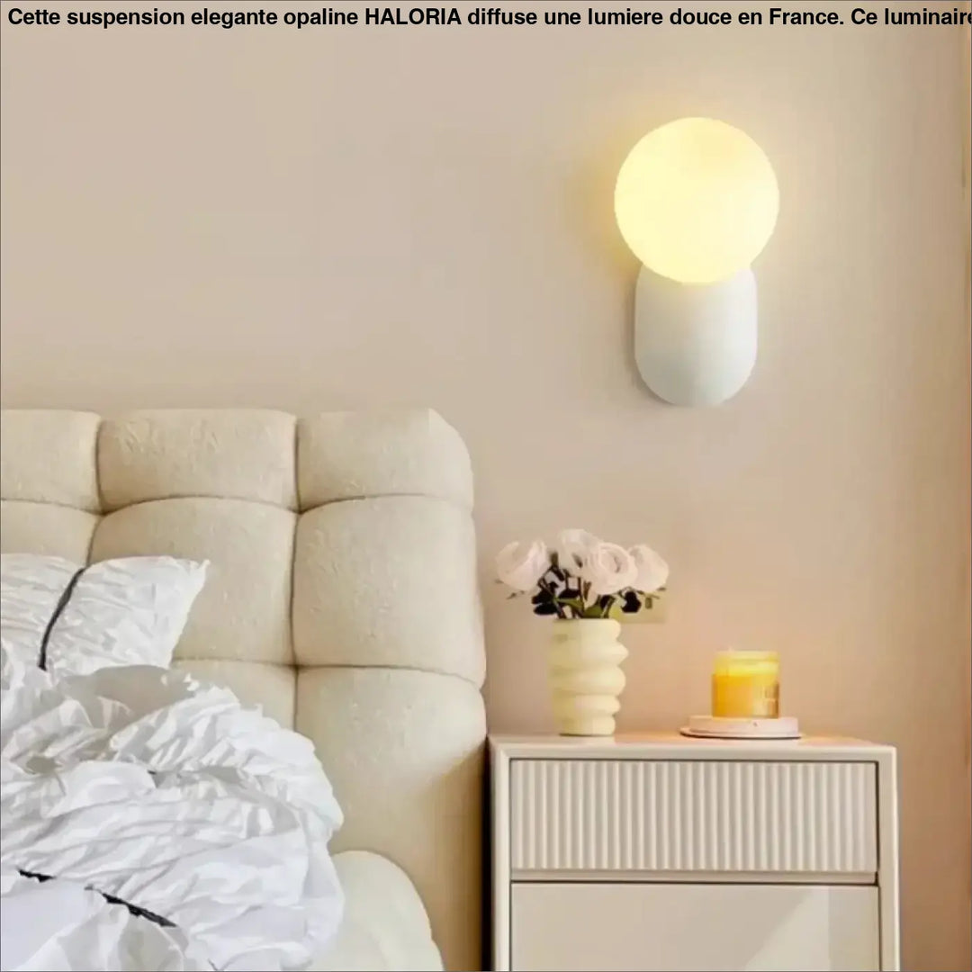 Applique Murale Minimaliste Avec Globe Opale Et Base Colorée
