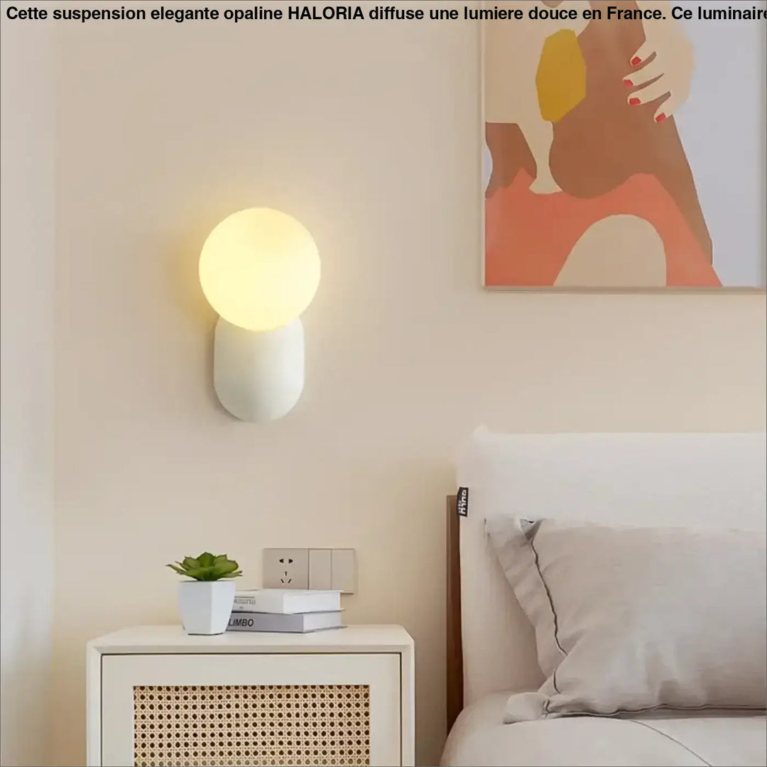 Applique Murale Minimaliste Avec Globe Opale Et Base Colorée