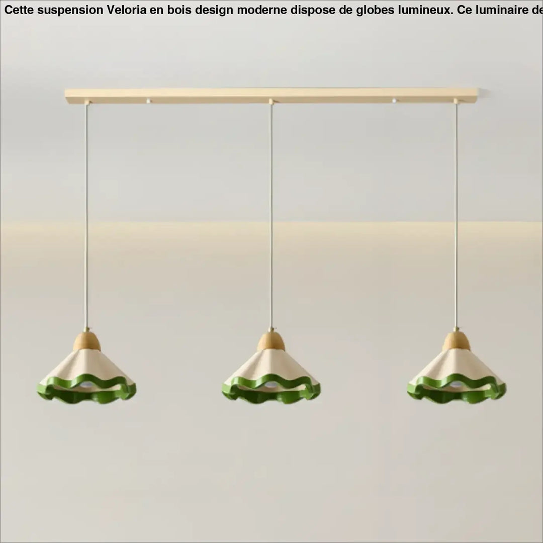Suspension vintage ondulée style original vert beige chic