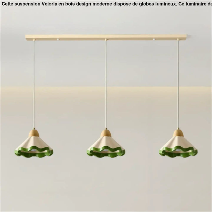 Suspension vintage ondulée style original vert beige chic