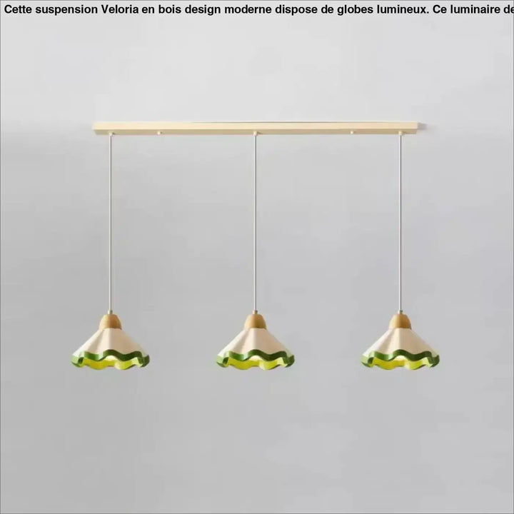 Suspension vintage ondulée style original vert beige chic