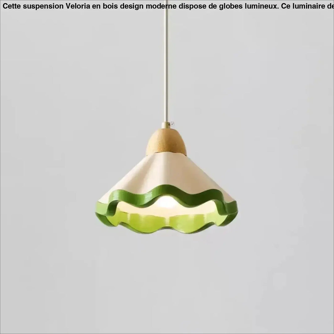 Suspension vintage ondulée style original vert beige chic