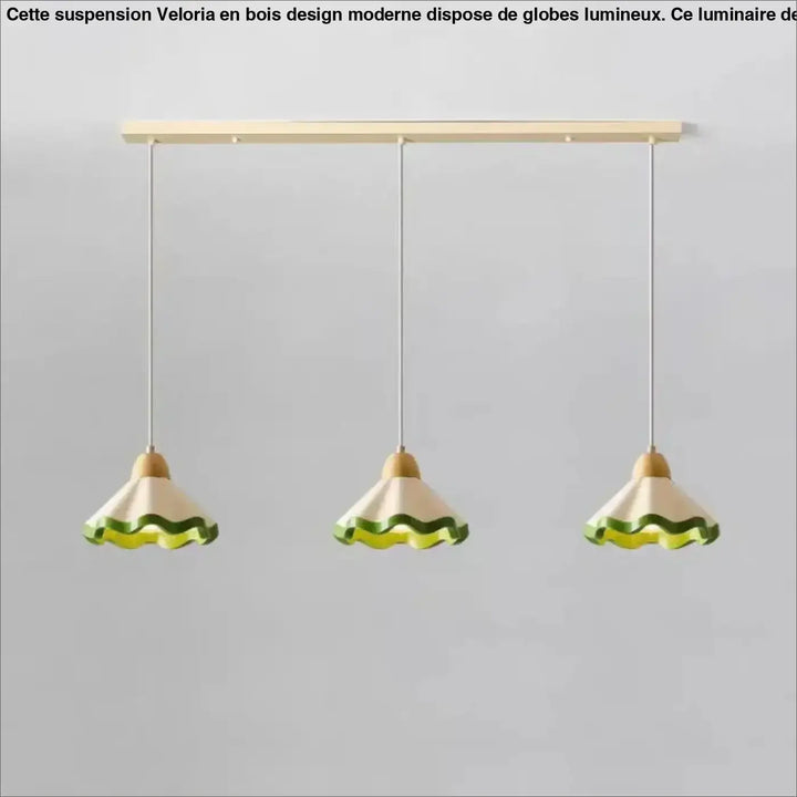 Suspension vintage ondulée style original vert beige chic