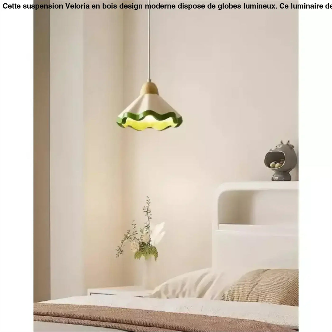 Suspension vintage ondulée style original vert beige chic