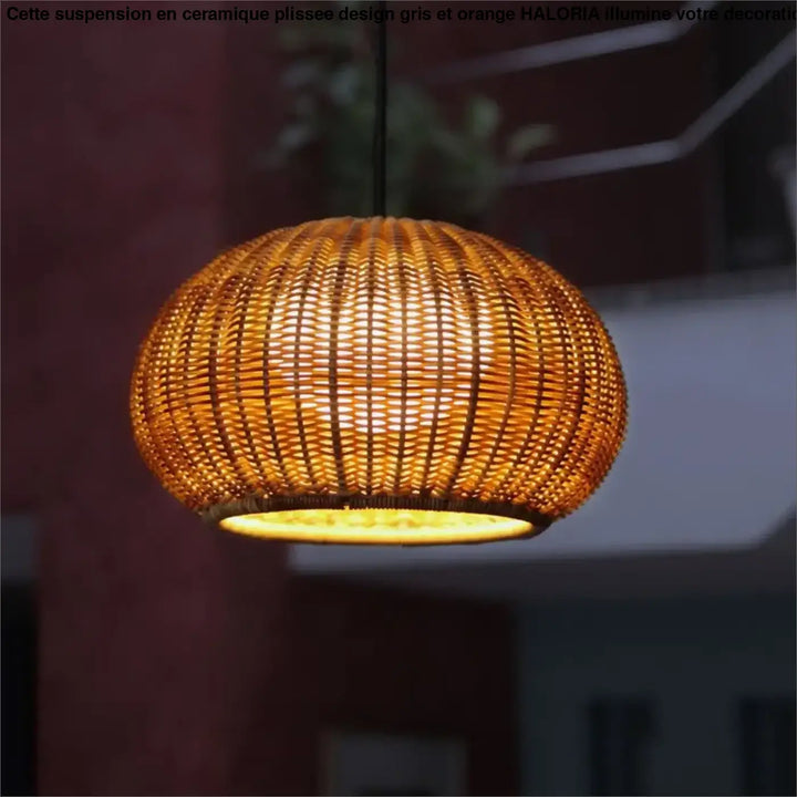 Luminaire d’extérieur tissé naturel élégant en rotin