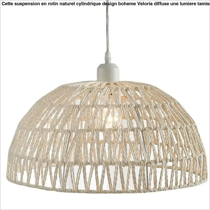 Suspension design bohème en fibre tressée style chic
