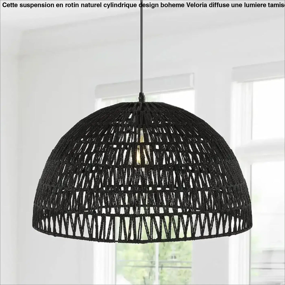 Suspension design bohème en fibre tressée style chic