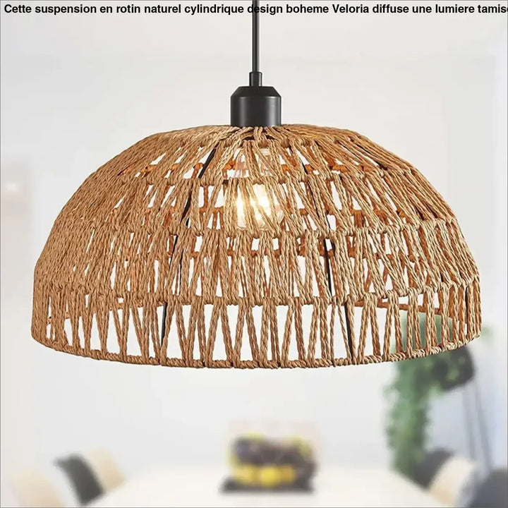 Suspension design bohème en fibre tressée style chic