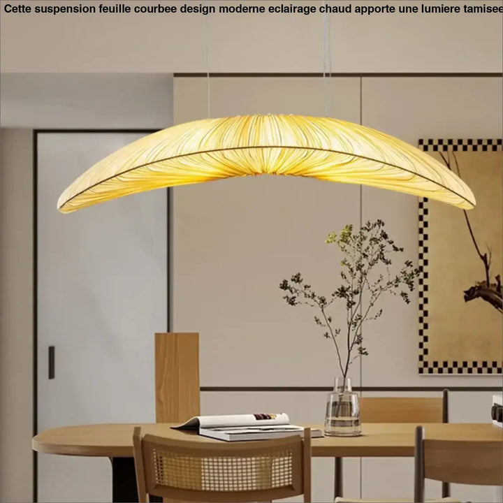 Suspension Feuille Courbée Design Moderne Éclairage Chaud


