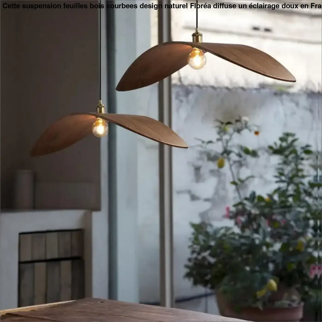 Suspension Feuilles Bois Courbées Design Naturel Moderne

